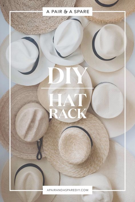 diy-hat-rack Diy Hat Storage, Hawaii Condo, Glam Rooms, Hat Rack Ideas, Diy Hat Rack, Wall Hats, Hat Racks, Diy Coat, Hats Collection