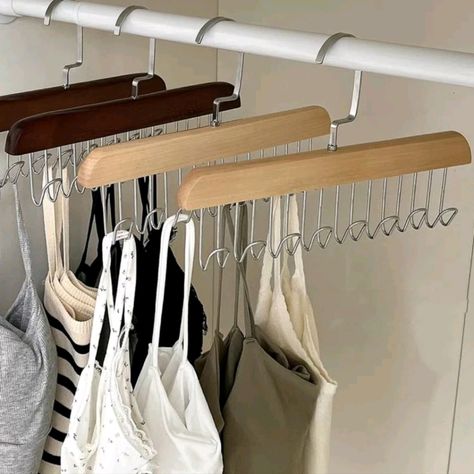 New In Package! 1pc Multifunction Hanger! Light Brown Color Use For Tank Tops, Crop Tops, Bras, Or Anything Else You Can Think Of These Are Great Space Savers For You Closet! Multi Hanger Clothes, Crop Top Storage Ideas, Small Closet Hanging Ideas, Crop Top Organization, Diy Closet Ideas For Small Spaces Clothing Storage Hanging Racks, Small Closet Organization Apartment, College Closet Organization Ideas, Tiny Closet Organization Ideas, Aesthetic Closet Organization