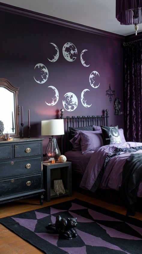 Transform your bedroom into a mystical haven with these top 10 witchy bedroom ideas. Perfect for those seeking magical decor inspiration. Witchy Room Aesthetic, Witchy Bedroom Ideas, Witchy Bedroom, Witchy Room, Magical Decor, Dark Elegance, Dark Home Decor, Cast A Spell, Goth Home Decor