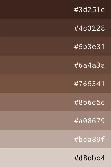 Types Of Brown Color Shades, Brown Beige Hex Code, Tan Color Palette Hex Codes, Brown Color Pallete Code, Cute Brown Color Palette, Canva Brown Palette, Coffee Hex Code, Brown Shades Palette, Color Marron Pastel