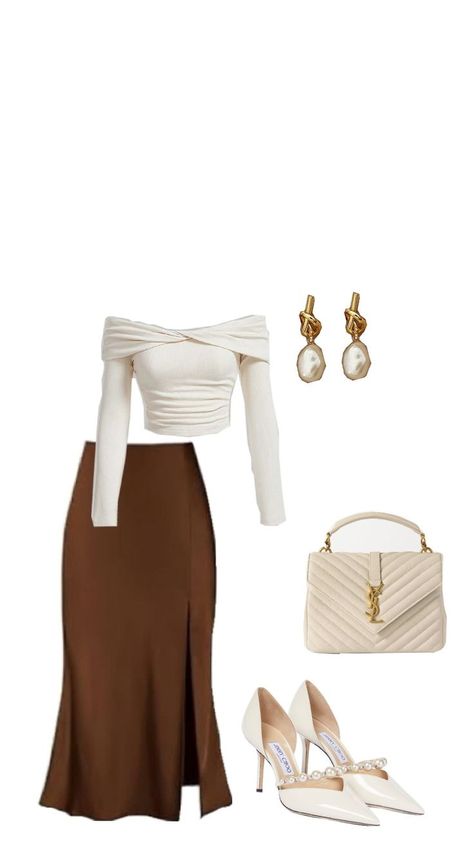 Fashion Outfit Board Elegant Office wear Old Money Women, Fashion Outfits Aesthetic, Maxi Skirt White, Elegant Fashion Outfits, Board Aesthetic, Elegant Outfit Classy, Cute Modest Outfits, Stylish Work Attire, Effortlessly Chic Outfits