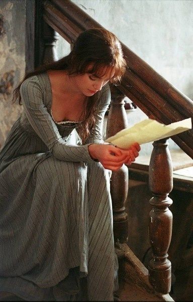 Keira Knightley in Pride and Prejudice Pride And Prejudice, A Book, A Woman, Stairs, Reading