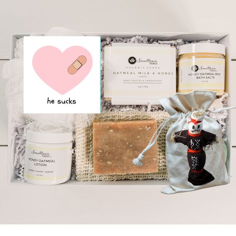 Break Up Care Package Ideas Friends, Divorce Care Package For Women, Breakup Gifts For Friends Care Packages, Break Up Box For Best Friend, Break Up Gifts For Friends, Breakup Care Package, Friend Breakup, Gift Box For Friend, Breakup Gift