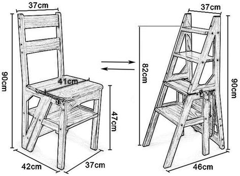 Amazon.com: LHNLY-Step Stool Wooden Folding Step Stool Portable Ladder Chair Stool Multifunction Stepladder/Stairway Chair for Home Library 4 Steps Max. 150kg (4 Color) (Color : Black): Kitchen & Dining Chair That Turns Into Step Stool, Chair Step Stool, Folding Ladder Chair, Wood Projects With Plans, Aesthetic Black Kitchen, Kitchen Aesthetic Black, Black Kitchen Aesthetic, Black Kitchen Interior, Red And Black Kitchen