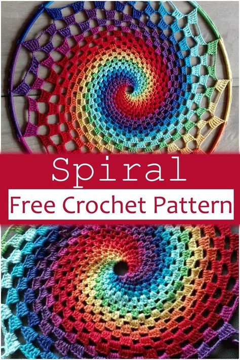 16 Free Crochet Spiral Patterns - All Sands Spiral Mandala Crochet Pattern, Crochet Spiral Mandala Free Pattern, Spiral Crochet Pattern Free, Crochet Spiral Pattern, Fractal Crochet, Round Crochet Pattern, Mandela Crochet, Spiral Crochet Pattern, Hekel Patrone