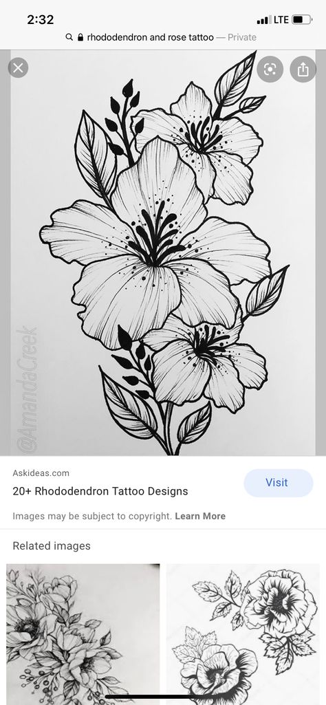 Rhodedendrum Tattoo, Rhododendron Tattoo, Unique Tattoos With Meaning, Teacup Tattoo, State Tattoos, Beautiful Flower Drawings, Home Tattoo, Paper Embroidery, Black And White Drawing