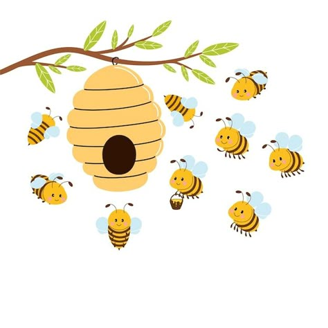 Bee Background Wallpapers, Bumble Bee Illustration Cute, Cartoon Bee Hive, Bee Hive Clipart, Bee Hive Illustration, Beehive Cartoon, Cute Bee Illustration, Beehive Drawing, Beehive Pictures