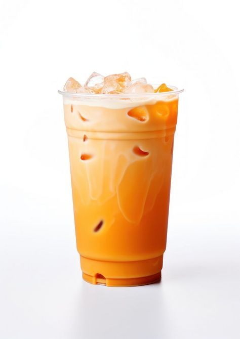 Iced Thai Milk Tea, Thai Tea Aesthetic, Thai Tea Cup, Dream Cafe, Template Food, Ice Milk, Beverage Bottle, Thai Tea, Wallpaper Space