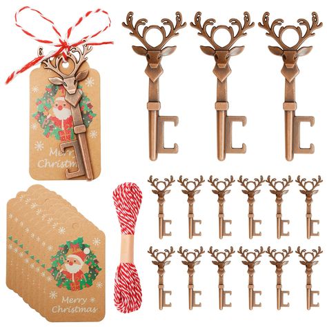 PRICES MAY VARY. Durable Structure : The Christmas elk antler bottle opener is made of high-quality metal alloy, sturdy and durable, with a smooth surface that is not easy to fade or rust, allowing your guests to enjoy using them for the next few years. They are a thoughtful and long-lasting souvenir at your Christmas holiday gatherings. Package Includes : Santa Claus themed event holiday gifts including 50 key bottle openers, 50 "Merry Christmas" Santa Claus greeting cards, and 1 bundles of red Christmas Tree Party, Christmas Wedding Favors, Deer Heads, Bottle Opener Favors, Unique Hostess Gifts, Merry Christmas Santa Claus, Key Bottle Opener, Barn Parties, Elk Antler