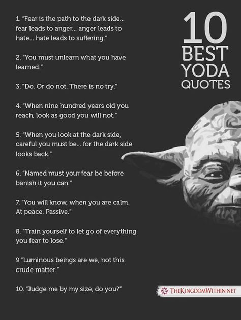 Image result for yoda quotes Yoda Quotes Funny, Master Yoda Quotes, Fear Leads To Anger, Citation Encouragement, Yoda Quotes, Star Wars Quotes, Master Yoda, Most Famous Quotes, Cuadros Star Wars