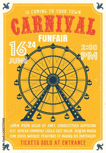 Amusement Park Poster Design, Amusement Park Poster, Ferris Wheel Illustration, Amusement Park Illustration, Carnival Poster, Poster Flat, Carnival Posters, Beer Advertising, Parc D'attraction