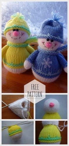 Knitted Snowman, Knitted Christmas Decorations, Knitting Christmas, Knitted Dolls Free, Christmas Knitting Patterns Free, Knitted Doll Patterns, Knitted Toys Free Patterns, Animal Knitting Patterns, Knitting Patterns Toys