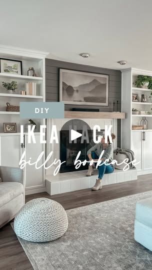 297K views · 1.2K reactions | I used two IKEA billy bookcases to build custom bookcases around my fireplace. Could I have built them from scratch? Sure… but because the IKEA ones worked for the size I needed, why waste time and the headache of all the measuring/building?🤪 Work smarter, not harder… am I right? 😂 

Total project cost: $582 👏🏼 Comment TUTORIAL and I’ll send you a link with step by step instructions!

#ikeahack #diyhomeprojects | Come Stay Awhile Built In Ikea Bookshelves With Tv, Ikea Bookcase Hack Fireplace, Ikea Havsta Fireplace, Ikea Built In With Fireplace, Ikea Billy Wall, Billy Bookcase Tv Wall, Built Ins Around Fireplace, Built In Bookcases, Billy Bookcases