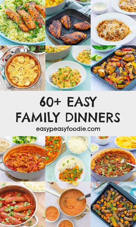 Cooking recipes all the family will enjoy can be difficult... not so with this bumper list of 60+ easy family-friendly dinner recipes. All of these recipes are kid-approved but will appeal to adults too, meaning everyone can eat together at dinner time! #familydinner #easyfamilydinners #familyfriendlydinners #familymeals #midweekmeals #easymidweekmeals #easypeasymidweekmeals #easydinners #easypeasydinners #kidfriendlydinners #kidfood #easymeals #easypeasyfoodie #cookblogshare Family Meals Uk, Budget Family Meals, Uk Recipes, Midweek Meals, Eat Together, Fast Dinners, Easy Family Dinners, Family Dinner Recipes, Easy Family Meals