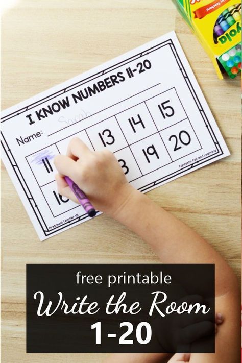 There are so many different ways to use this free printable numbers 1 to 20 math game to help preschoolers and kindergarteners learn numbers. Write the room number recognition activity for preschool and kindergarten. Math Write The Room Kindergarten, Write The Room Math Kindergarten Free, Preschool Write The Room, Preschool Number Writing, Write The Room Preschool, Teen Numbers Kindergarten, Number Activities Kindergarten, Preschool Numbers, Number Recognition Activities