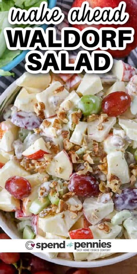 Wardolf Salad Recipe, Strawberries Cheesecake, Restaurants Recipes, Mayonnaise Dressing, Grape Salad Recipe, Waldorf Salad Recipe, Winter Fruit Salad, Apple Walnut Salad, Salad With Apples