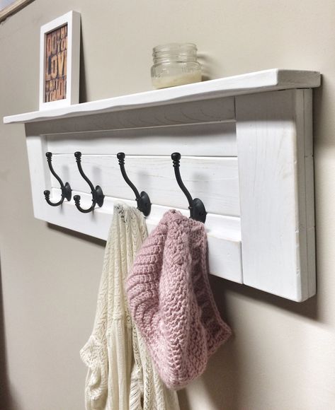 Wooden Entryway Coat Rack with Hooks, Wooden Shelf, Entryway Rack, Rustic Coat Rack Hooks, Floating Shelf with Storage, FREE SHIPPING White Coat Rack, Entryway Rack, Shelf Entryway, Wooden Hooks, Coat Rack Hooks, Entryway Coat Rack, Rustic Coat Rack, Rustic Wooden Shelves, Wooden Wall Hooks