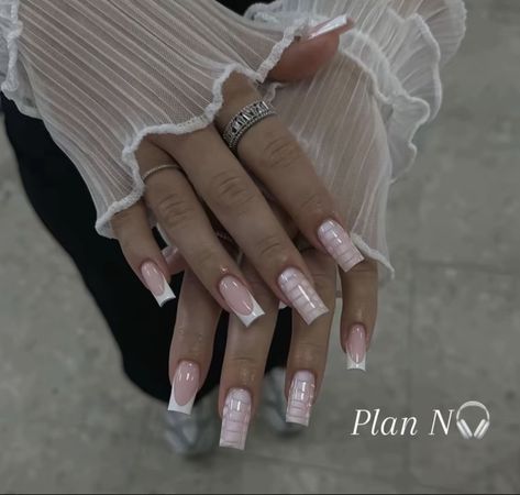 White Nails French Tip, White Nails French, Short White Nails, Rounded Acrylic Nails, French Pink, Nails French Tip, Hard Nails, White French Tip, Girly Acrylic Nails