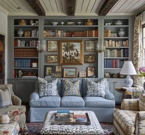 Pond House, Southern Decor, Loft Ideas, Home Library Design, Home Libraries, Living Room Inspo, A Living Room, Formal Living Rooms, Decoration Design