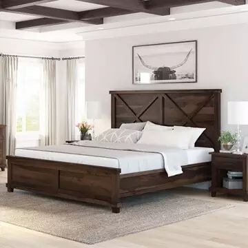 Rustic Platform Bed, Large Headboard, Wood Bedroom Sets, Wood Platform Bed Frame, Bed Platform, Downtown Apartment, Teak Sofa, Wooden Nightstand, Solid Wood Platform Bed