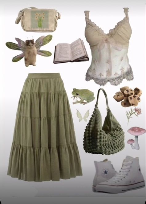 An outfit for the day Fairy Core Clothes, Fairy Outfit, Cottagecore Outfits, Earthy Outfits, Wardrobe Tips, Outfits Chic, Fairy Fashion, Nice Style, Swaggy Outfits