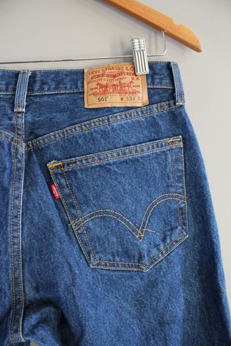 ♥ see more jeans https://www.etsy.com/ca/shop/Amilialia?ref=seller-platform-mcnav&section_id=19323000 ♥ visit my shop https://www.etsy.com/ca/shop/Amilialia ✂-----F e a t u r e s---------------- It is an awesome pair of Levis 501 jeans featuring dark blue colour with classic button fly, straight leg, 5 pockets and distressed legs.  Condition : in great vintage condition Tag size : 33X32 * For most accurate fit, please always refer to the below actual measurement.  ✂------m e a s u r e m e n t s- Levi's Jeans Aesthetic, Levi 501 Jeans Outfit Men, Levi Jeans Aesthetic, Vintage Jeans Men, Levis Jeans 501, Jean Levis, Levi 501, Minimalist Fashion Men, Levis 501 Jeans