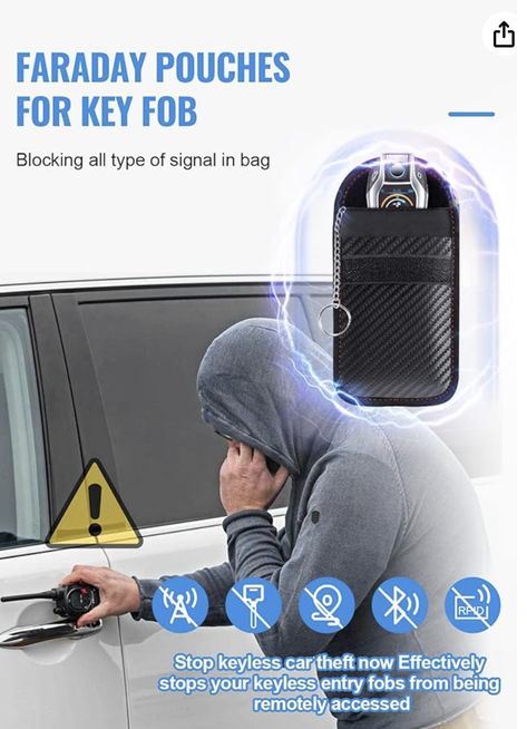 [ RFID KEY FOB PROTECTOR ] This faraday bags can protect your car effectively. Lanpard faraday bags protect your belongings from EMF, RFID, and other hacking signals! Effectively stopping your keyless entry fobs from being remotely accessed.No worry about thieves amplifying your fob signal and opening the car anymore. Faraday Cage, Faraday Bag, Car Key Fob, Key Pouch, Key Bag, Baby Proofing, Car Gadgets, Keyless Entry, Hand Crafted Gifts