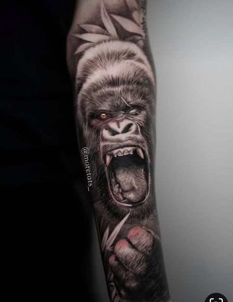 Gorilla Realism Tattoo, Gorilla Forearm Tattoo Men, Gorilla Leg Tattoo, Gorilla Arm Tattoo, Gorilla Tattoos For Men, Gorilla Forearm Tattoo, Gorrila Tattoos Men, Gorilla Tattoo Sleeve, Gorilla Tattoo Ideas For Men