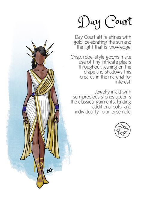 Spring Court Fashion Acotar, Court Of Thorns And Roses Costume, Spring Court Outfit Acotar, Day Court Acotar Dress, Feyre Starfall Dress Fanart, Acotar Outfit Ideas, Day Court Fashion, Acotar Clothes, Day Court Acotar