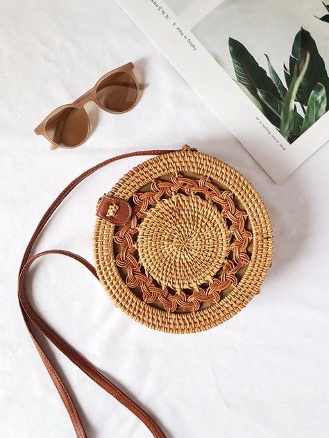 Minimalist Round Straw Bag,Perfect For Summer Beach Travel Vacation Portable,Women Bali Rattan Crossbody Bags Handmade Straw Bags Bohemian Shoulder BagI discovered amazing products on SHEIN.com, come check them out! Round Straw Bag, Product Shoot, Brown Crossbody Bag, Wicker Bags, Bags Handmade, Straw Bags, Beach Travel, Estilo Retro, Bird In Bag