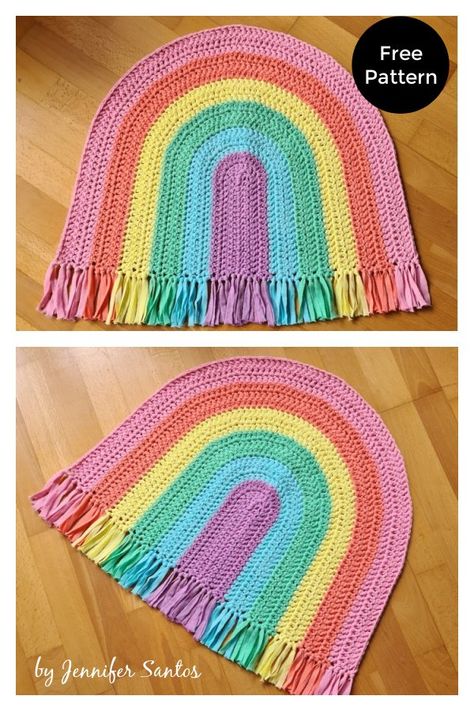 6 Rainbow Rug Crochet Patterns Free & Paid Crochet Rainbow Afghan Patterns Free, Play Mat Pattern, Rainbow Crochet Blanket Pattern, Rainbow Afghan, Rainbow Rugs, Crocheted Rainbow, Crochet Rug Patterns Free, Crochet Blanket Rainbow, Rug Crochet