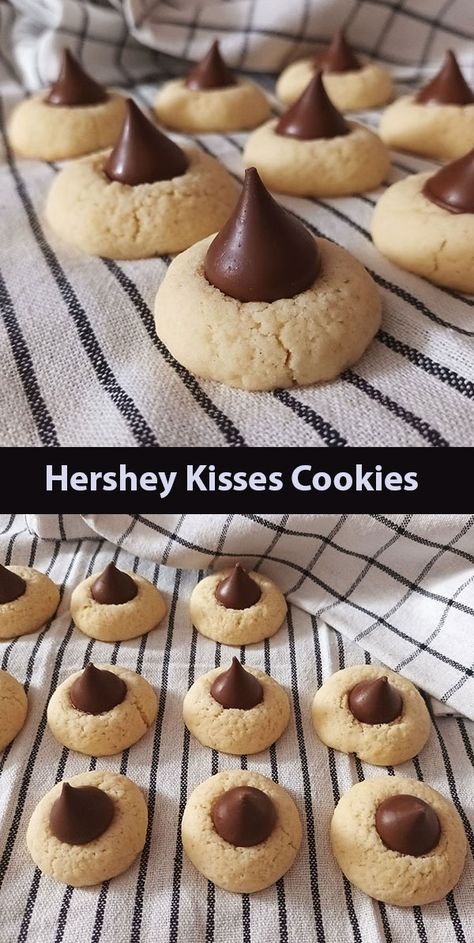 Hershey Kisses Cookies. Hershey, kisses gifts, cookies recipe, recipes, kiss cookies recipe, kiss cookies, kisses crafts, recipes, kiss chocolate, dessert, recipe. Cookies With Hershey Kisses On Top, Cookie Recipes Hershey Kiss, Cookie Recipes Using Hershey Kisses, Snickerdoodle Kiss Cookies, Mini Hershey Kisses Recipes, Kiss Cookies Without Peanut Butter, Peanut Butter Hershey Kiss Cookie Recipe, Snowball Cookies With Hershey Kiss, Thumbprint Cookies With Hershey Kisses