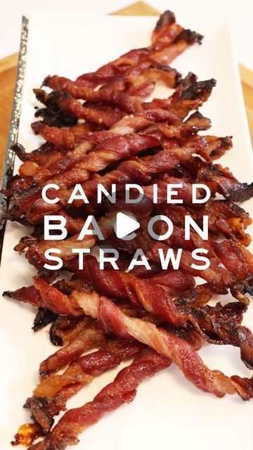 Bacon Sticks In Oven, Bacon Straws In Oven, Rolled Bacon In Oven, Twisted Bacon With Brown Sugar, Bacon Twists In Oven Brown Sugar, Twisted Bacon In Oven, Bacon Straws, Bacon For A Crowd, Carmelized Bacon