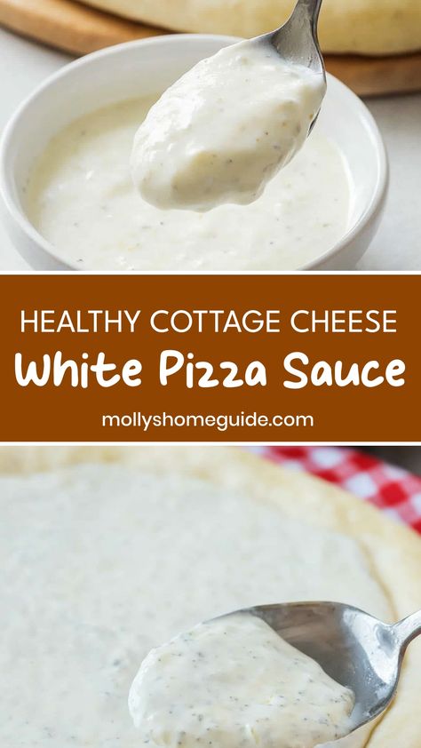 Indulge in a delicious twist on classic pizza with our Cottage Cheese White Pizza Sauce recipe! This creamy and flavorful sauce pairs perfectly with your favorite pizza toppings, creating a mouthwatering homemade meal. Easy to make and versatile, use this sauce as a base for your next pizza night or as a dipping sauce for breadsticks. Elevate your culinary creations with this unique and tasty option that will leave your taste buds craving more.  Ingredients 2 cups cottage cheese 1 tablespoon gar Cottage Cheese Pizza Sauce, Cottage Cheese White Sauce, Pizza White Sauce Recipe, Cottage Cheese Sauce Recipes, White Pizza Sauce Recipe, Cottage Cheese Sauce, Healthy Pizza Sauce, Low Calorie Pancakes, White Pizza Sauce