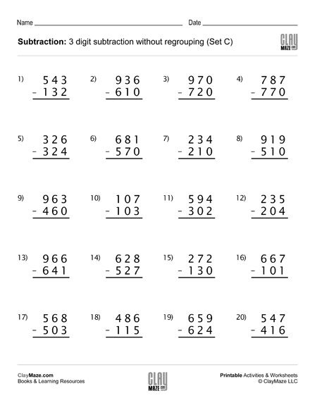 Second Grade Addition And Subtraction, Subtraction With Borrowing, Subtraction With Regrouping Worksheets, Regrouping Subtraction, Subtraction With Regrouping, Worksheets For Grade 3, Subtraction Practice, Addition And Subtraction Worksheets, Money Worksheets