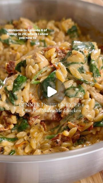 Nicole Keshishian Modic | KALEJUNKIE® on Instagram: "Follow @kalejunkie for more! ONE PAN MARRY ME CHICKEN ORZO is what’s on the menu for Episode 6 of Dinner in 20, which you can totally do if you work fast :) In this dinner series, I share how to make easy, nourishing recipes that look and taste like a restaurant without spending all day in the kitchen—and this one is truly the best yet! Perfect for any day of the week or even a romantic night at home, it’s up to you. ⁣ ⁣ 1.5 lbs boneless, skinless chicken breast, cut up into cubes⁣ 2 tb olive oil⁣ 4-5 cloves garlic, mashed⁣ 3/4 cup sun-dried tomatoes, in oil, drained⁣ 2 tsp italian seasoning⁣ 2 tsp paprika⁣ 1/2 tsp kosher salt⁣ 1 tsp ground black pepper⁣ 1 cup orzo⁣ 2 1/2 cups chicken broth (or water)⁣ 3/4 cup full fat coconut milk or he Tomatoes In Oil, Orzo Salad Recipes, Nourishing Recipes, Marry Me Chicken, Orzo Recipes, Chicken Orzo, Garlic Mashed, Sun Dried Tomatoes, Romantic Night