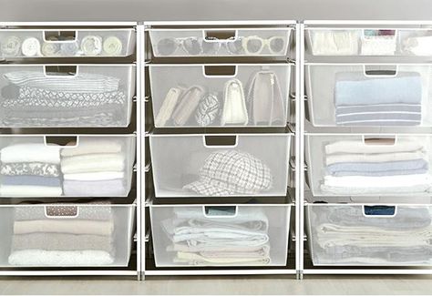 Elfa Wide Drawer Solution | The Container Store Elfa Drawer Organization, Elfa Drawers, Container Store Organization, Tall Drawer, Elfa Closet, Cheap Closet, Island Bathroom, Tall Drawers, Kitchen Drawer Organizers