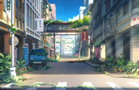 Abandoned towns - day. | Premium Photo Abandoned Towns, Sci Fi Wallpaper, Abandoned City, Abandoned Town, Anime City, City Background, Anime Backgrounds Wallpapers, Animation Background, Sunset Sky