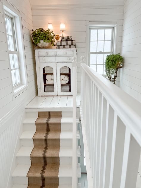 Stairs Runners, Stairway Ideas, Top Of Stairs, Stair Makeover, Cozy Things, Liz Marie, Top Of The Stairs, Liz Marie Blog, Staircase Ideas