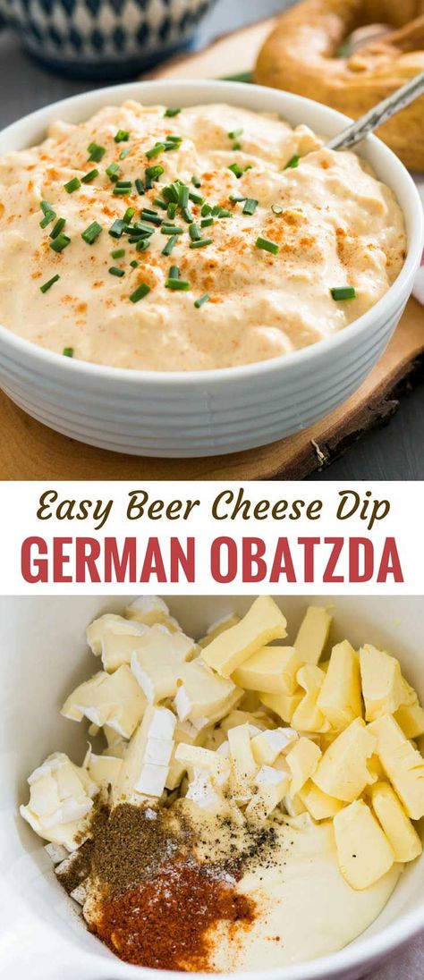 Oktoberfest Food For A Crowd, Obatzda Recipe, German Beer Cheese, German Beer Cheese Dip, Oktoberfest Appetizer, German Appetizers, Easy Cheese Dip, Bavarian Food, Easy German Recipes