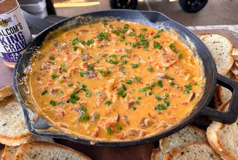 Crawfish Rotel Cheese Dip – HowToBBQRight Cajun Rotel Dip, Hot Sausage And Crawfish Rotel Dip, Crawfish Rotel Cheese Dip, Crawfish And Sausage Rotel Dip, Crawfish Cheese Dip, Crawfish Rotel Dip, Seafood Rotel Dip, Crawfish Dip Recipes, Rotel Cheese