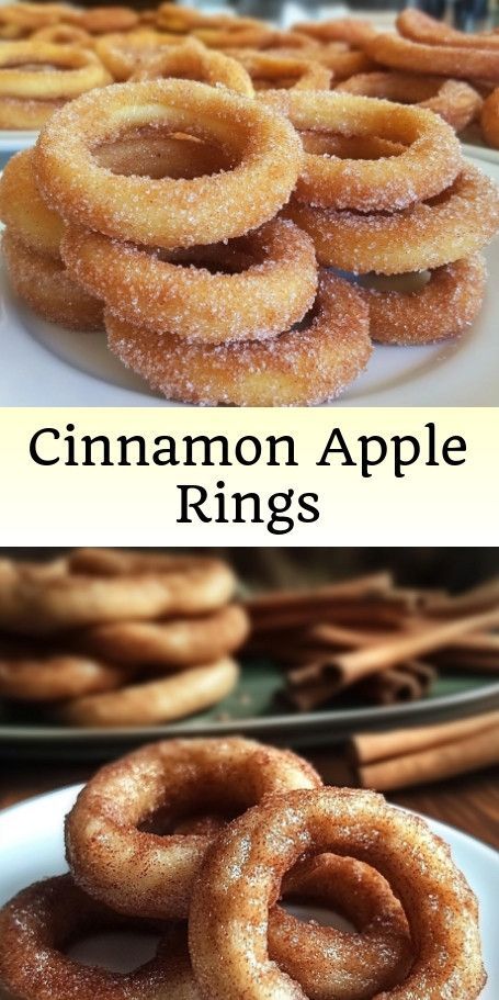 "Pinning for Fall: Fried Cinnamon Apple Rings Recipe" Indulge in the cozy flavors of autumn with these crispy fried apple rings coated in cinnamon sugar. A perfect treat for a chilly day! #AppleRings #FallRecipes #SweetTreats #FriedDesserts #CinnamonDelight #HomeCooking" Apple Rings Recipe, Fried Apple Rings, Cinnamon Apple Rings, Fried Apple, Apple Rings, Fried Apples, Cinnamon Apple, Baked Apples, Cinnamon Sugar