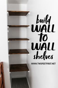 Wall To Wall Shelves, Build Shelves, Diy Closet Shelves, Diy Regal, Wall Shelving, Closet Renovation, Closet Remodel, Closet Shelves, Closet Makeover