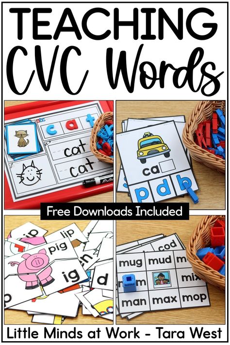 Kindergarten Blending Activities, Teaching Cvc Words Kindergarten, Blending Words Activities, Cvc Activities Kindergarten, Blending Phonics, Teach Cvc Words, Teaching Cvc Words, Cvc Words Activities, Kinder Literacy Centers