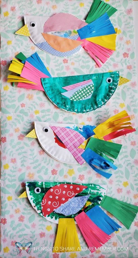 Bird Crafts Kindergarten, Hooray For Birds Activities, Birds Craft Ideas, Preschool Bird Theme, Paper Plate Birds, Preschool Birds, Spring Art For Kids, Craft Bird, Paper Plate Art