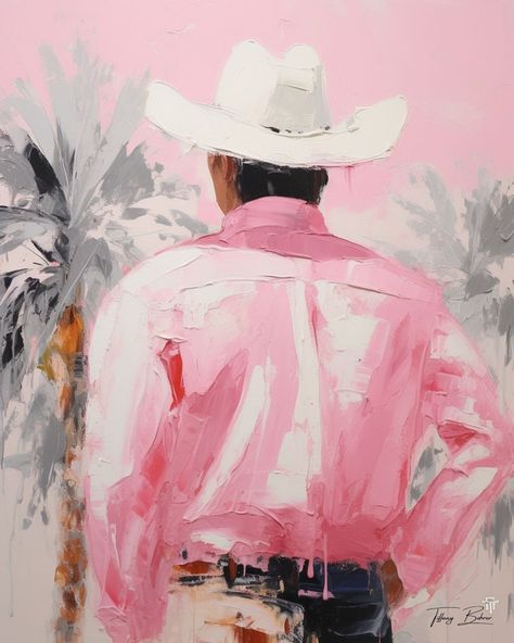 Rodeo Painting, Western Backgrounds, Pink Acrylic Painting, Texas Painting, Watercolor Gouache, Huntington Beach California, Maximalist Wall Art, Western Paintings, Modeling Paste