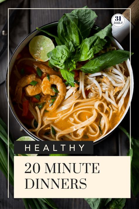 These healthy 20 Minute Dinners will help put quick and nutritious meals on the table in a flash. Perfect for weeknight dinners and busy weekends. Dinners For One, 20 Minute Meals, Mediterranean Diet Food List, 31 Daily, 20 Minute Dinners, Diner Ideas, Chicken Tortillas Soups Recipe, Tortilla Soup Recipe, Healthy Meal Plan