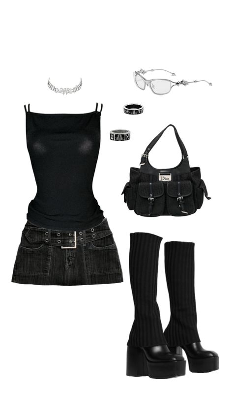 San Francisco Clubbing Outfits, Egirl Concert Outfits, Nessa Concert Outfit Ideas, El Alfa Concert Outfit Ideas, Layered Concert Outfit, Concert Fit Aesthetic, Kiss Of Life Concert Outfit Ideas, White Cybercore Outfits, Summer Outfits With Tights