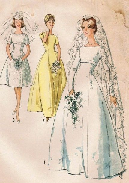 Bridal Dress Patterns, Vintage Wedding Dress Pattern, 1960s Wedding Dress, Wedding Gown Patterns, Bridal Sewing Patterns, 1960s Wedding, Princess Bridesmaid Dress, Simplicity Patterns Dresses, Princess Line