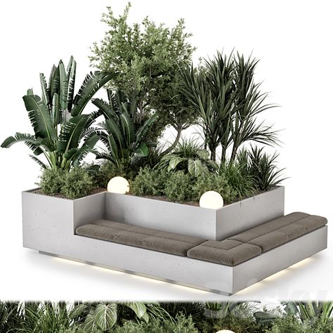 Backyard and Landscape Set Bush and Tree - Set 1180 - Outdoor - 3D Models Exterior Sofa Design, Mid Century Exterior, Landscape Design Drawings, Bakery Design Interior, Terrace Garden Design, Park Design, Areas Verdes, Hotel Interior Design, Architecture Design Concept